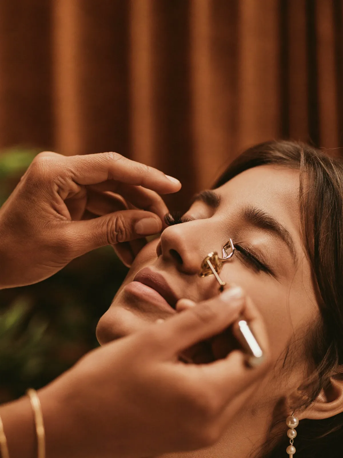A lash treatment in progress at the studio