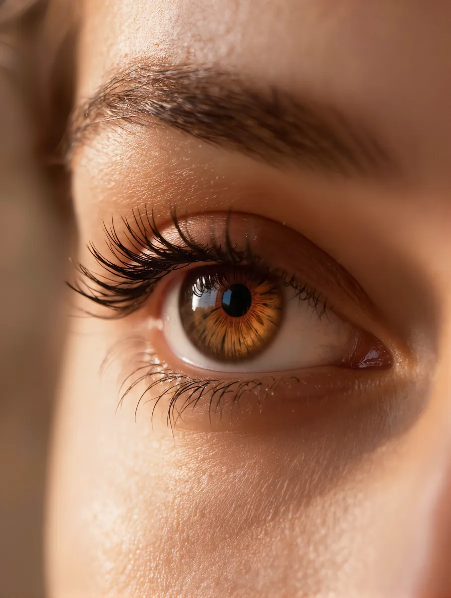 Close-up of an eye with a full, textured hybrid lash set